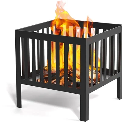 16 inch Square Steel Grating Fire Pit For Camping, Perfect for Backyard, Bonfire Gathering Outdoor