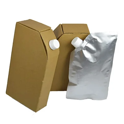 50 Pcs, 250ml Aluminium Spout Pouch with Cardboard Outer Container for Delivery, Takeaway
