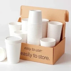 250ml, 200GSM White Single Walled Disposable Paper Cups(Pack-50 pcs)