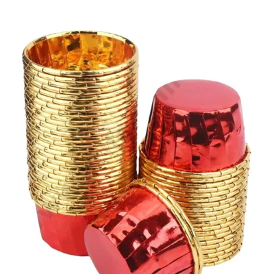 3000 Pcs, 50x40mm Chocolava Double Side Golden Disposable Baking Cupcake Liners For Wedding, Birthday, Baby Shower