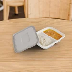 750ml, 2 Compartment Bagasse Anti-leak Rectangular Container With Lid for Food Delivery, Take Away Meals