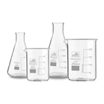 Bello (2pcs x 250ml), (2pcs x 25ml) Beakers and Conical Flasks with Graduation Marks, 3.3 Borosilicate Glass Material