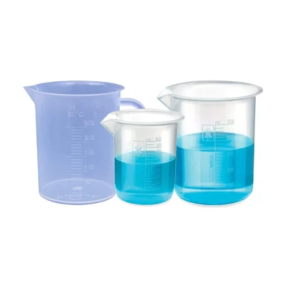 Bello 100ml and 250ml Polypropylene Beakers with Graduation Marks and 250ml Measuring Jug Set for Laboratory