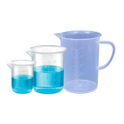 Bello 100ml and 250ml Polypropylene Beakers with Graduation Marks and 500ml Measuring Jug Set for Laboratory