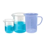 Bello 100ml and 500ml Polypropylene Beakers with Graduation Marks and 500ml Measuring Jug Set for Laboratory