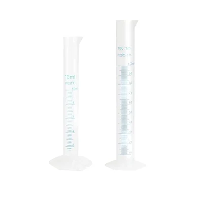 Bello 10ml & 100ml Scientific Measuring Cylinder with Hexagonal Base & Blue Printed Graduation, 2pcs & Polypropylene Body