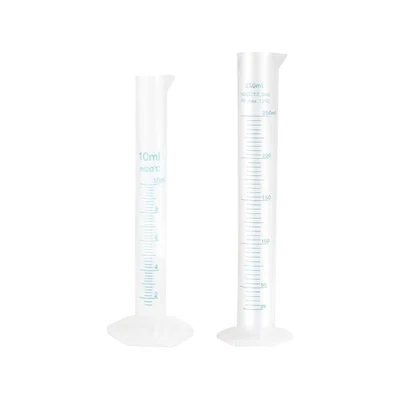 Bello 10ml & 250ml Scientific Measuring Cylinder with Hexagonal Base & Blue Printed Graduation, 2pcs & Polypropylene Body