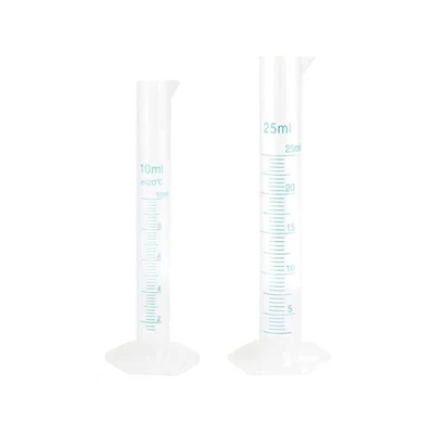 Bello 10ml & 25ml Scientific Measuring Cylinder with Hexagonal Base & Blue Printed Graduation, 2pcs & Polypropylene Body