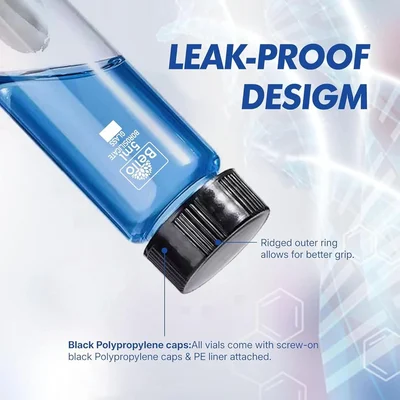 Bello 10pcs Clear Glass Vials Culture 5ml Tubes with PE Stopper, Leak-Proof Bottles for Oils, Liquids, Pills