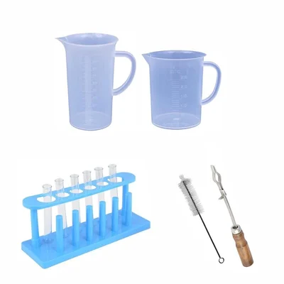 Bello 11 Lab Products- Plastic Jug 250ml & 1000ml, Stand, Holder & Brush with 6pcs Test tubes 15X125mm