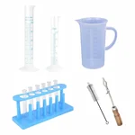 Bello 12 Lab Products- Plastic Jug 1000ml & Cylinder 25ml, 50ml, Stand, Holder & Brush with 6pcs Test Tubes 15X125mm