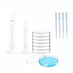Bello 13pcs Set Polypropylene Cylinder 10ml, 25ml & 7pcs x 50mm Petri Dish, Dropper 3ml x 4pcs Set