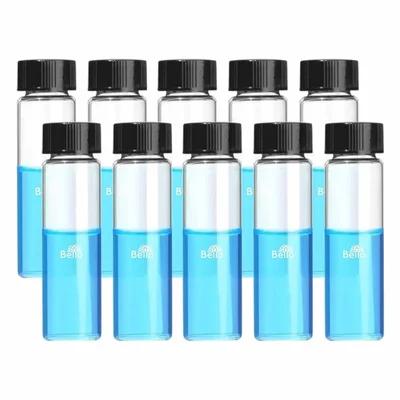Bello 15ml x 10pcs Clear Glass Amber Vials Culture Tube with PE Stopper, Leak-Proof Glass Containers