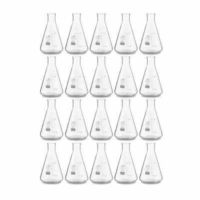 Bello 20pcs Borosilicate Glass 50ml Conical Flask, Narrow Mouth & Transparent