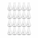 Bello 20pcs Borosilicate Glass 50ml Conical Flask, Narrow Mouth & Transparent