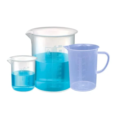 Bello 250ml and 1000ml Polypropylene Beakers with Graduation Marks and 500ml Measuring Jug Set for Laboratory