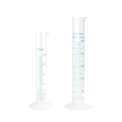 Bello 25ml & 50ml Scientific Measuring Cylinder with Hexagonal Base & Blue Printed Graduation, 2pcs & Polypropylene Body