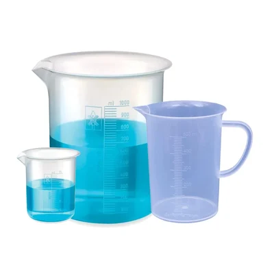 Bello 25ml and 1000ml Polypropylene Beakers with Graduation Marks and 500ml Measuring Jug Set for Laboratory