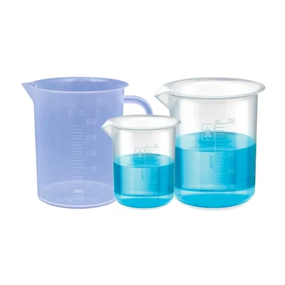 Bello 25ml and 250ml Polypropylene Beakers with Graduation Marks and 250ml Measuring Jug Set for Laboratory