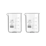 Bello 2pcs Borosilicate 3.3 Glass Beaker with Graduation Marks, 50ml Capacity for Laboratory