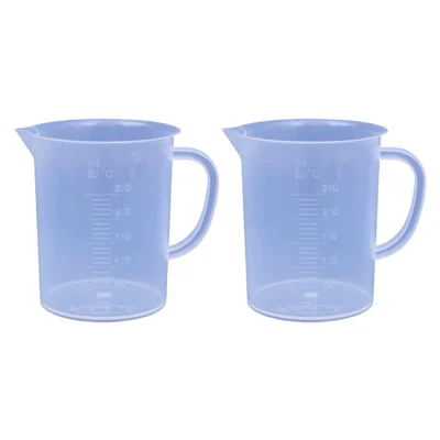 Bello 2pcs x 250ml Polypropylene Measuring Jug with Handle for Lab Kitchen