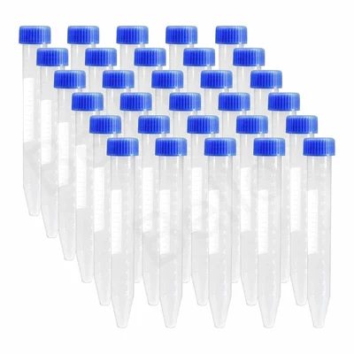 Bello 30pcs Centrifuge Conical Bottom Tubes of 15ml Capacity & 120mmX15mm Size with Graduation Marks and Screw Caps