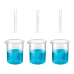 Bello 3pcs x 100ml Measuring Cylinder & 3pcs x 1000ml Measuring Beaker with Blue Printed Graduation, Polypropylene Material