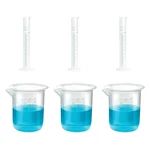 Bello 3pcs x 100ml Measuring Cylinder & 3pcs x 100ml Measuring Beaker with Blue Printed Graduation, Polypropylene Material