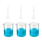 Bello 3pcs x 10ml Measuring Cylinder & 3pcs x 1000ml Measuring Beaker with Blue Printed Graduation, Polypropylene Material