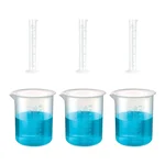 Bello 3pcs x 250ml Measuring Cylinder & 3pcs x 1000ml Measuring Beaker with Blue Printed Graduation, Polypropylene Material