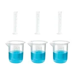 Bello 3pcs x 250ml Measuring Cylinder & 3pcs x 100ml Measuring Beaker with Blue Printed Graduation, Polypropylene Material