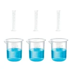 Bello 3pcs x 250ml Measuring Cylinder & 3pcs x 250ml Measuring Beaker with Blue Printed Graduation, Polypropylene Material