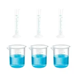 Bello 3pcs x 25ml Measuring Cylinder & 3pcs x 250ml Measuring Beaker with Blue Printed Graduation, Polypropylene Material