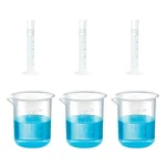 Bello 3pcs x 50ml Measuring Cylinder & 3pcs x 250ml Measuring Beaker with Blue Printed Graduation, Polypropylene Material