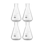 Bello 4pcs Borosilicate 3.3 Glass 25ml Conical Flask with Graduation Marks for School, Collage, Laboratory