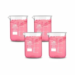 Bello 4pcs Borosilicate 3.3 Glass Beaker 25 ml with Graduation Marks for Laboratory