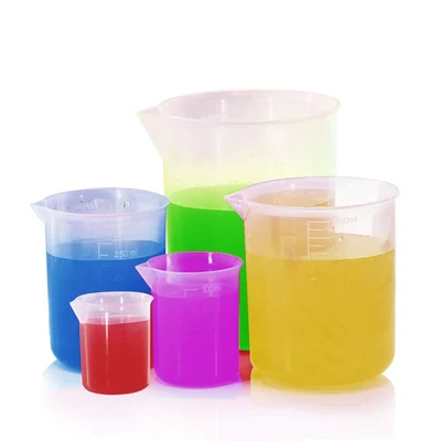 Bello 5 Sizes High Quality Graduated Plastic Beakers, 50ml, 100ml, 250ml, 500ml, 1000ml Capacity