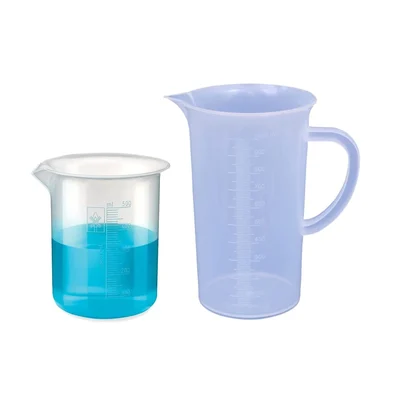 Bello 500ml and 1000ml Polypropylene Beakers with Graduation Marks and 500ml Measuring Jug Set for Laboratory