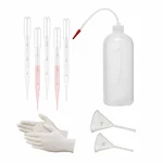 Bello 500ml Polypropylene Wash Bottle with Screw Cap, Flexible Delivery Tube & Dropper 3ml x 5pcs, Gloves, Funnel 35mm, 50mm