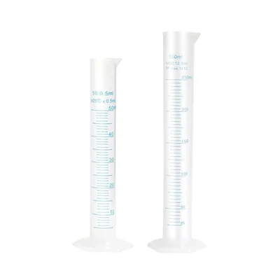 Bello 50ml & 250ml Scientific Measuring Cylinder with Hexagonal Base & Blue Printed Graduation, 2pcs & Polypropylene Body