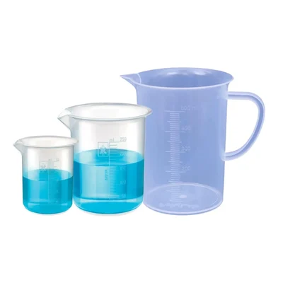 Bello 50ml and 250ml Polypropylene Beakers with Graduation Marks and 500ml Measuring Jug Set for Laboratory