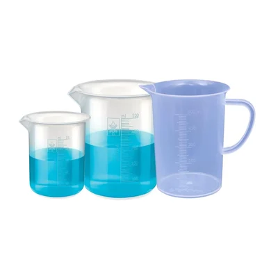 Bello 50ml and 500ml Polypropylene Beakers with Graduation Marks and 500ml Measuring Jug Set for Laboratory
