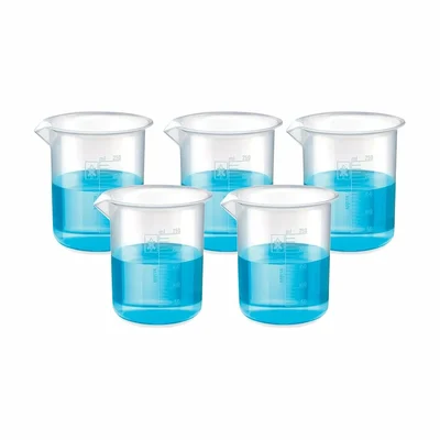 Bello 5pcs x 250ml Graduated Plastic Beakers for Experiments