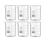 Bello 6 pcs Borosilicate 3.3 Glass Beaker 1000ml with Graduation Marks for School, Collage Chemistry Lab Laboratory