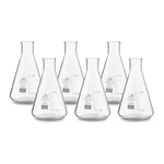 Bello 6pcs Borosilicate 3.3 Glass 50ml Conical Flask with Graduation Marks for Laboratory