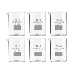 Bello 6pcs Borosilicate 3.3 Glass Beaker 10 ml with Graduation Marks for Laboratory