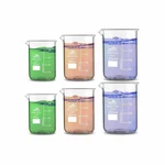 Bello 6pcs Borosilicate 3.3 Glass Beakers - 2pcs x 50ml, 2pcs x 100ml & 250mlx 2pcs with Graduation Marks for Laboratory