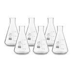 Bello 6pcs Borosilicate 3.3 Glass Conical Flask 100 ml with Graduation Marks for School, Collage, Laboratory