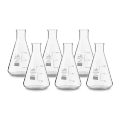 Bello 6pcs Borosilicate 3.3 Glass Conical Flask 100 ml with Graduation Marks for School, Collage, Laboratory