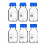 Bello 6pcs Borosilicate Glass Reagent Bottle 100ml with Leak Proof Blue Screw Cap